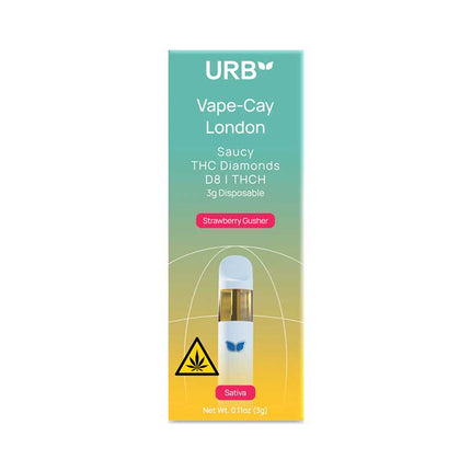 URB Fly High Saucy THCA diamonds 3 gram disposable - SATIVA Strawberry Gusher