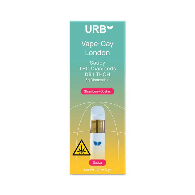 URB Fly High Saucy THCA diamonds 3 gram disposable - SATIVA Strawberry Gusher