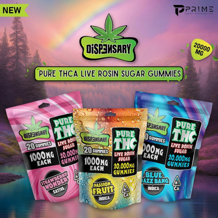 Dispensary Pure THC Live Rosin Sugar Gummies (20) 1,000MG PER (INDICA OR SATIVA)