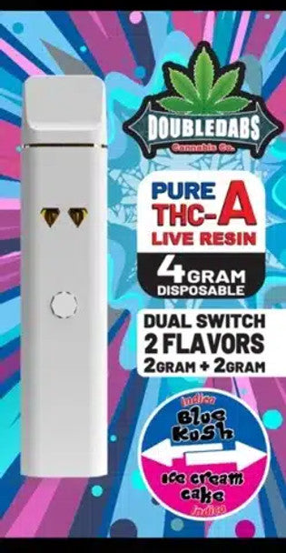 DoubleDabs THC-A Live Resin Dual Flavor Disposable 4G - HYBRID Rainbow Runtz + White Widow